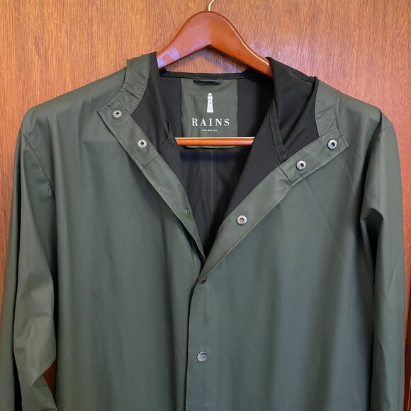 Rains Long Jacket in Green Unisex Size L/XL - Picture 3 of 13
